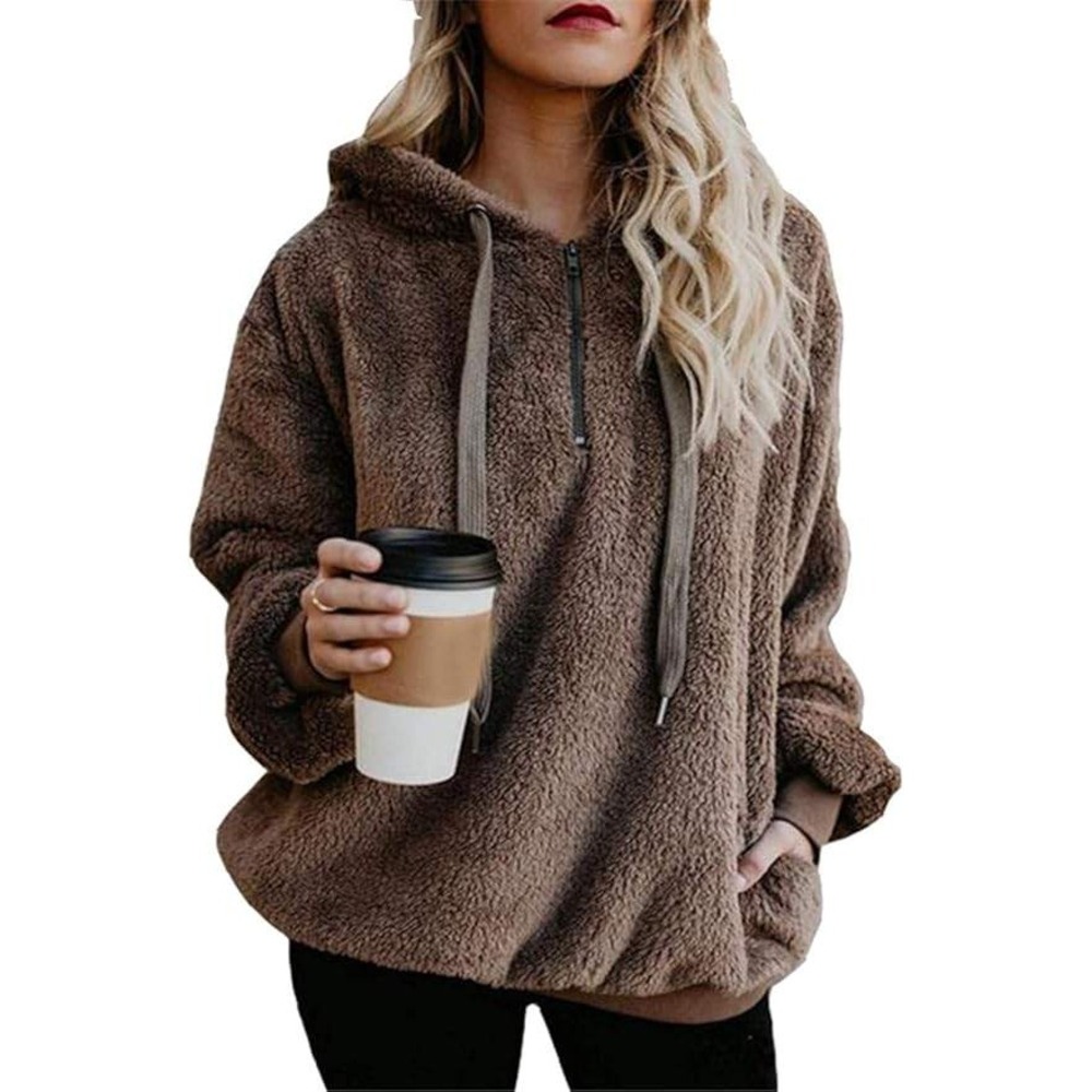 MSRP $35 ReachMe Women's M Oversized Sherpa Pullover Hoodie with Pockets Fuzzy